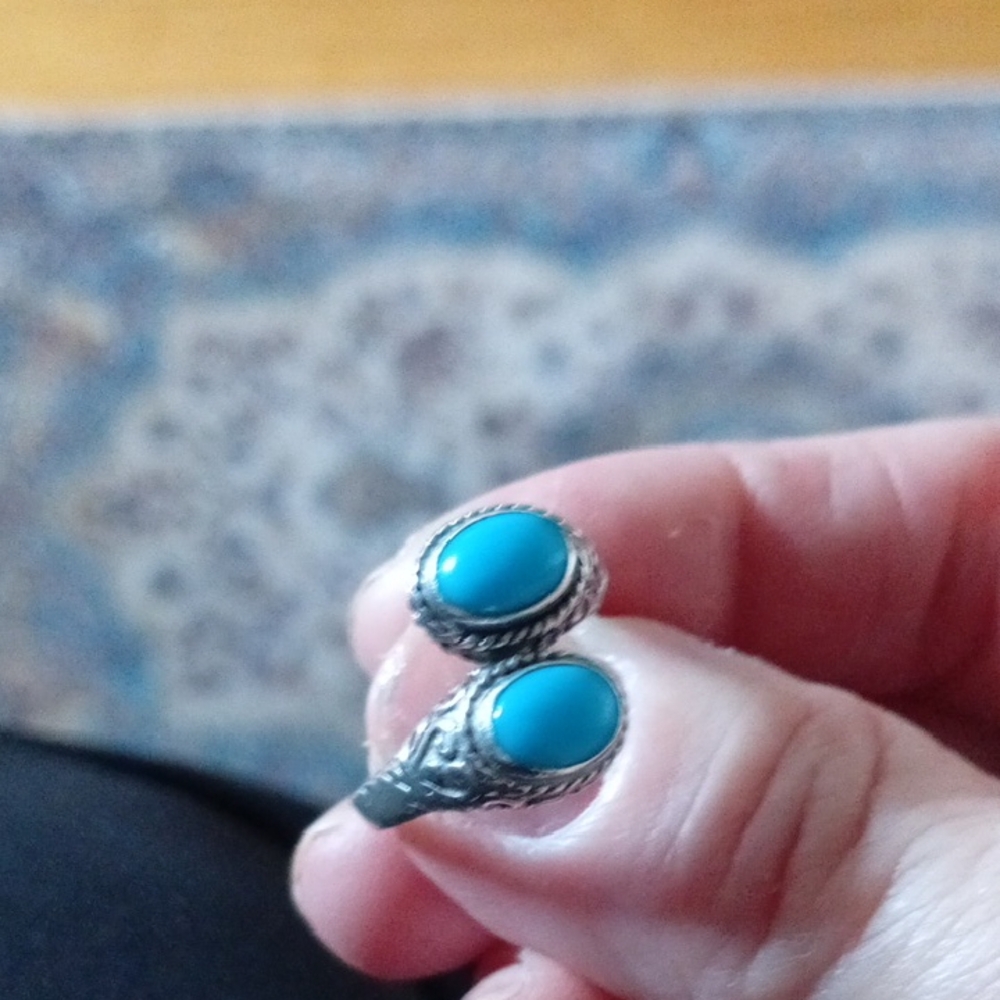 Samuel B. Silver Ring with Turquoise Stones